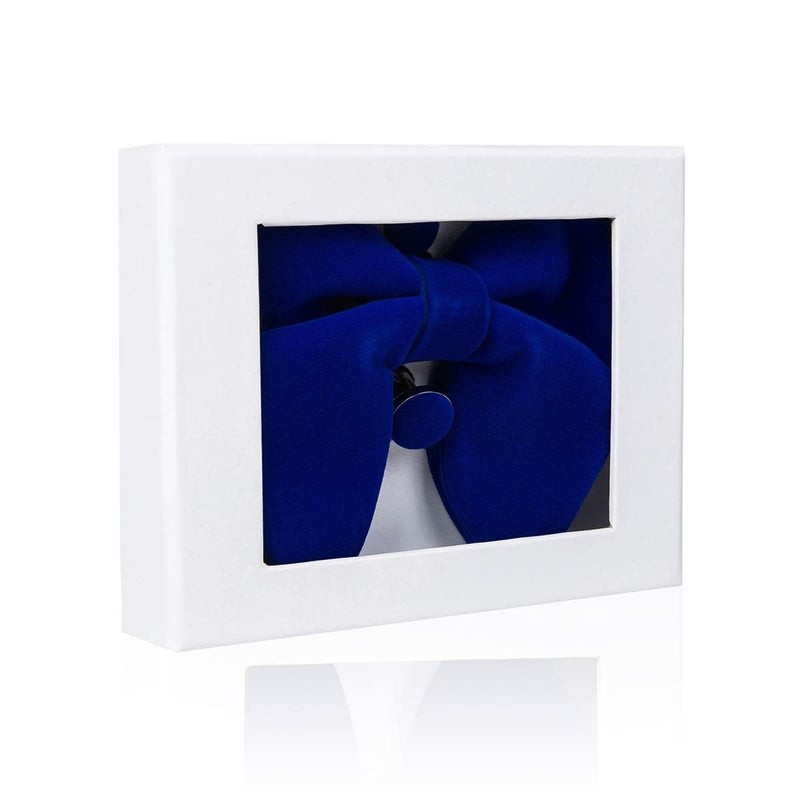 GUSLESON Velvet Big Bow Ties For Men Royal Blue Pre-tied Bowtie and Pocket Square Cufflink Sets (0571-06) - Image 4